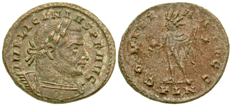 "Licinius I. A.D. 308-324. AE follis (22.3 mm, 4.39 g, 7 h). COMITI AA VV GG typ...