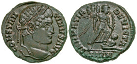"Constantine I. A.D. 307/10-337. AE reduced follis (18.3 mm, 3.05 g, 12 h). Sirmium mint, struck A.D. 324-325. CONSTANTINVS AVG, laureate head right /...