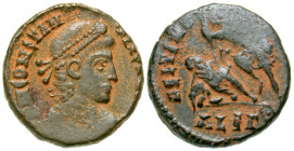 "Constantius II. A.D. 337-361. AE 16 (AE4) (15.7 mm, 2.96 g, 5 h). Alexandria mint, Struck A.D. 353-356. [D] N CONSTAN-TIVS [P F AVG], pearl-diademed,...