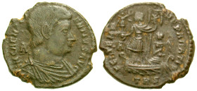 "Magnentius. A.D. 350-353. AE 23 (AE2) (22.7 mm, 5.22 g, 12 h). Trier mint, Struck A.D. 350. D N MAGNENTIVS AVG, bare-headed, draped and cuirassed bus...