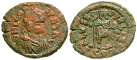 "Leo I. A.D. 457-474. AE 22 (AE 2) (22.4 mm, 4.18 g, 7 h). Constantinople mint, Struck A.D. 462-473. D N LEO P-RPET AG, diademed, draped and cuirassed...