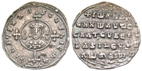 "John I Tzimices. 969-976. AR miliaresion (21 mm, 2.59 g, 12 h). Constantinople mint. + IhSuS XRISTuS nICA *, cross potent on three steps, circular me...