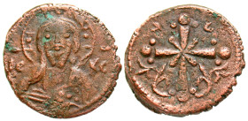 "Nicephorus III Botaniates. 1078-1081. BI follis (21.8 mm, 4.19 g, 6 h). Constantinople mint, Struck ca. 1078-1081. anepigraphic, Facing, nimbate bust...