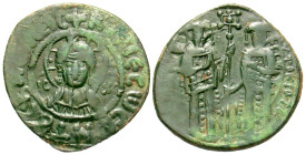 "Andronicus II and Michael IX. 1295-1320. AE assarion (21.3 mm, 1.98 g, 6 h). + KVPIЄ CωCON TOVC BACIΛЄIC, draped bust of Christ facing; IC - XC acros...