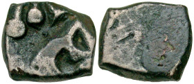 "India, Late Mauryan Empire. 200-150 B.C. AR Karshapanas (13.7 mm, 2.08 g, 12 h). Three arched hill, Tree on Railing. Unpublished. VF. Very Rare. 

...