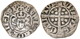 "England, Plantagenet Kings. Edward I. 1272-1307. AR penny (19.6 mm, 1.31 g). Canterbury mint. Crowned and draped bust facing / Long cross with three ...