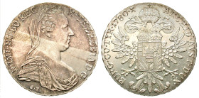 "Austria. Maria Theresa. 1743-1780. AR thaler (40.6 mm, 28.09 g, 12 h). probable restrike. "dated" 1780. M · THERESIA · D · G · R · IMP · HU · BO · RE...