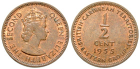"East Caribbean States. AE half cent. 1955. KM 1. AU/UNC. "
