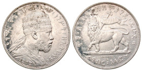 "Ethiopia. Menelik II. 1889-1913. AR Bir. Type produced between 1897-1925. Paris mint, Dated E.E. 1889A / A.D. 1897 . legend in Ethiopian characters, ...