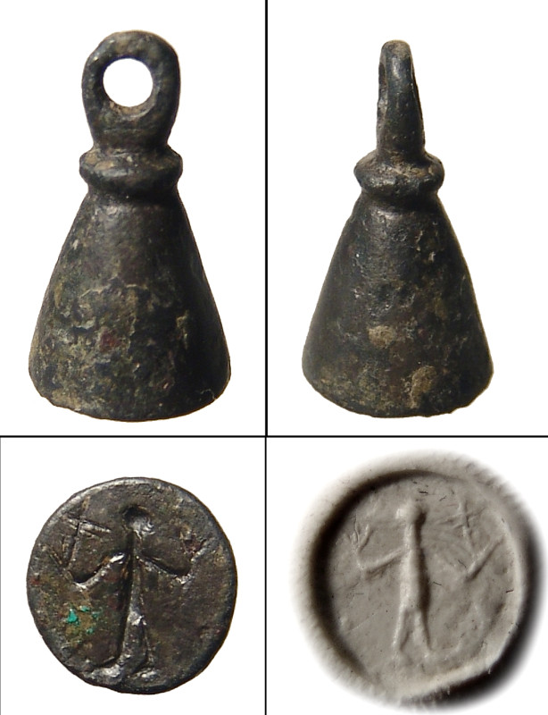 "A nice Byzantine Bronze Stamp Seal, 6th - 8th Century A.D. , a bronze stamp sea...