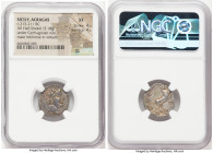 SICILY. Acragas. Punic occupation by Hannibal (ca. 213-211 BC). AR half-shekel (19mm, 3.18 gm, 10h). NGC XF 4/5 - 4/5. Second Punic War, under Carthag...