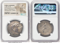 CARIA. Alabanda. Ca. 188-156 BC. AR tetradrachm (31mm, 16.43 gm, 11h). NGC XF 4/5 - 3/5, countermark, graffito. Late posthumous issue in the name and ...