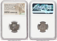 Marc Antony and Octavian, as Imperators and Triumvirs (43-33 BC). AR denarius (19mm, 3.58 gm, 11h). NGC Choice VF 4/5 - 2/5. Ephesus, 41 BC. M•ANT•IMP...