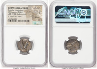 Octavian, as Imperator and Triumvir (43-33 BC). AR denarius (19mm, 3.84 gm, 1h). NGC Choice XF 3/5 5/5, die shift. Italian mint (Brundisium or Rome?),...