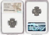 Claudius I (AD 41-54). AR/AE fourrée denarius (19mm, 2.79 gm, 8h). NGC AU 5/5 - 3/5, core visible. Ancient forgery of Rome. TI CLAVD CAESAR•AVG•P M TR...
