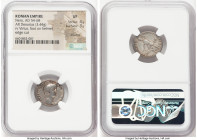 Nero, as Augustus (AD 54-68). AR denarius (19mm, 3.44 gm, 4h). NGC VF 4/5 - 3/5, brushed, edge cut. Rome, December AD 61-December AD 62. NERO•CAESAR•A...