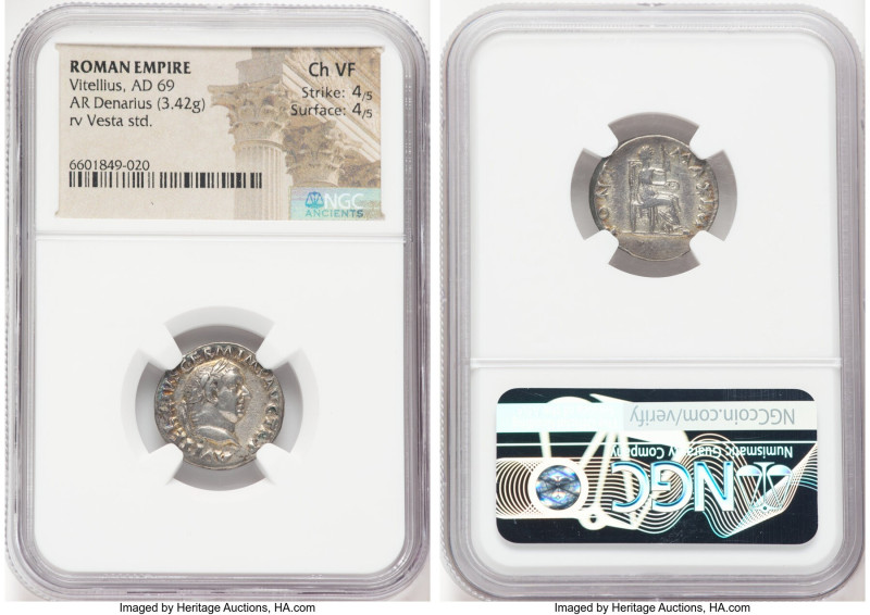 Vitellius (late April-20 December AD 69). AR denarius (18mm, 3.42 gm, 6h). NGC C...