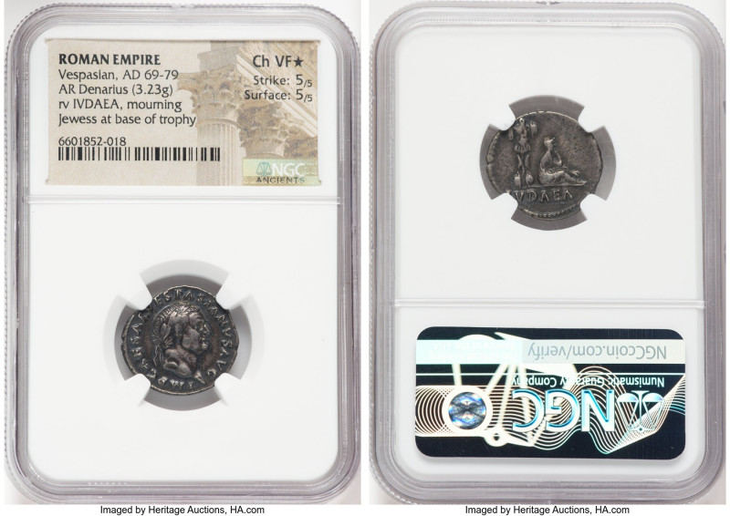 Vespasian (AD 69-79). AR denarius (20mm, 3.23 gm, 6h). NGC Choice VF S 5/5 - 5/5...