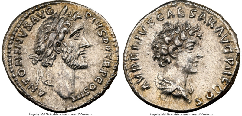 Antoninus Pius, as Augustus (AD 138-161), with Marcus Aurelius, as Caesar. AR de...