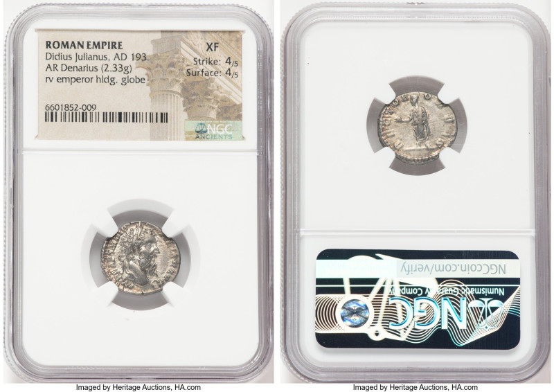 Didius Julianus (28 March-1 June AD 193). AR denarius (18mm, 2.33 gm, 6h). NGC X...