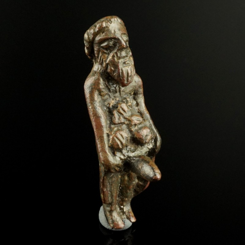 Roman Priapus Statuette
1st-3rd century CE
Bronze, 47 mm
Long-bearded Priapus...