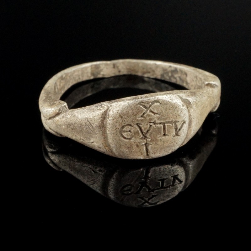 Byzantine Silver Ring
8th-12th century CE
Silver, 20 mm; 16 mm internal dm
In...