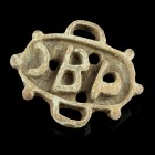 Byzantine Bread/Clay Stamp
6th-10th century CE
Bronze, 37 mm
Intact.
Very fine condition. Deposits.
Ex. Coll. B.K., acquired at the european art ...