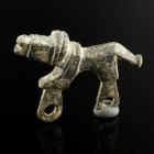 Roman Lion Fibula
2nd-5th century CE
Bronze, 29 mm

Very fine condition. Pin is missing.
Ex. Coll. M.A., acquired at the austrian art market.