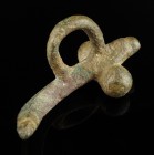 Roman Phallus Amulet
2nd-3rd century CE
Bronze, 48 mm
Intact and wearable.
Very fine condition. Bent in the middle.
Ex. Coll. B.K., acquired at t...