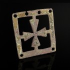 Byzantine Cross Mount
8th-14th century CE
Copper, 57 mm

Fine condition.
Ex. Coll. E.K., acquired at the european art market.