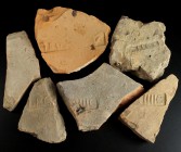 Roman Legion Brick Fragments
1st-3rd century CE
Clay, 15-17 cm
Different stamps.
Fine condition.
Ex. Coll. J.S., acquired at the austrian art mar...
