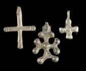 Byzantine/Medieval Silver Crosses
10th-15th century CE
Silver, 16-24 mm

Very fine condition. One suspension loop is missing.
Ex. Coll. B.K., acq...