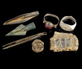 Miscellaneous 
Ancient-Modern
Silver, Lead, Bronze, Flint, 20-22 mm (Rings)

Fine condition.
Ex. Coll. E.K., acquired at the european art market.