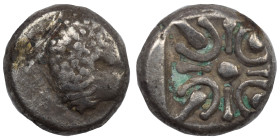SATRAPS OF CARIA. Hekatomnos, circa 392/1-377/6 BC. Obol (silver, 1.00 g, 8 mm). Head and front leg of a roaring lion to left. Rev. Stellate pattern w...