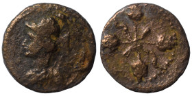 Uncertain, possibly from Levantine region. Ae (bronze, 1.48 g, 13 mm). Minerva, left. Rev. flower buds. van Heesch XIII, C (Tessera?). Nearly very fin...