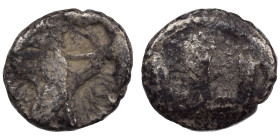 PHOENICIA. Sidon. Time of Ba'alšillem I-Ba'ana, circa 425-401 BC. 1/16 Shekel (silver, 0.53 g, 9 mm). Galley left before city wall with three towers; ...