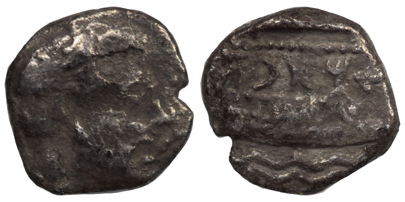 PHOENICIA. Arados. Circa 380-350 BC. Obol (silver, 0.60 g, 9 mm). Laureate head ...
