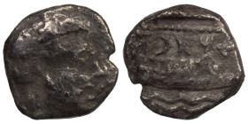PHOENICIA. Arados. Circa 380-350 BC. Obol (silver, 0.60 g, 9 mm). Laureate head of Ba'al-Arwad to right. Rev. Phoenician letters 'mem' and 'aleph' abo...