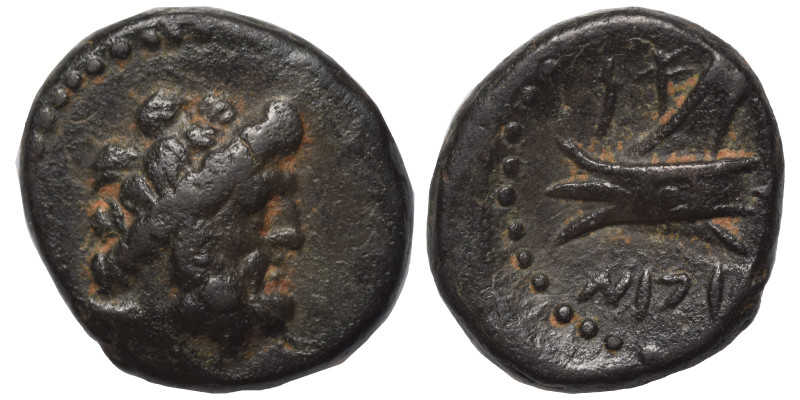 PHOENICIA. Arados, circa 137-51 BC. Ae (bronze, 3.51 g, 16 mm). Laureate head of...