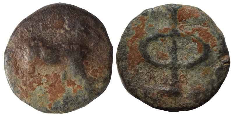 PHLIASIA. Phlious. Ca. 400-350 BC. Chalkous (bronze, 0.90 g, 12 mm). Bull buttin...