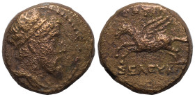 SELEUKID KINGS of SYRIA. Seleukos II Kallinikos. 246-225 BC. Ae (bronze,4.77 g, 15 mm). Bearded and diademed bust of Seleukos II right, Rev. BAΣΙΛΕΩΣ ...
