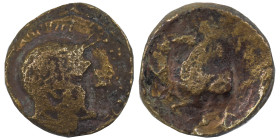 SELEUKID KINGS of SYRIA. Seleukos II Kallinikos. 246-226 BC. Ae (bronze, 1.44 g, 12 mm). Northern Syria or Mesopotamia(?). Head of Athena right, weari...