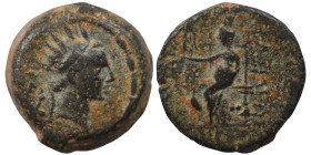SELEUKID KINGS of SYRIA. Antiochos IV Epiphanes, 175-164 BC. Chalkous (bronze, 3.55 g, 15 mm), mint in Samaria(?). Radiate and diademed head right. Re...