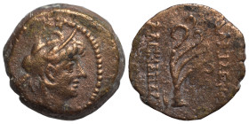 SELEUKID KINGS of SYRIA. Alexander II Zabinas, 128-122 BC. Ae (bronze, 3.27 g, 16 mm), Antioch. Head of Alexander II to right, wearing elephant-skin h...