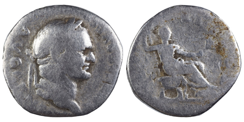 Vespasian, 69-79. Denarius (silver, 2.53 g, 18 mm), Rome, 74. Laureate head of V...