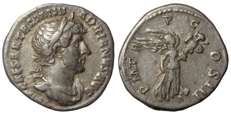 Hadrian, 117-138. Denarius (silver, 3.30 g, 19 mm), Rome. IMP CAESAR TRAIAN HADR...