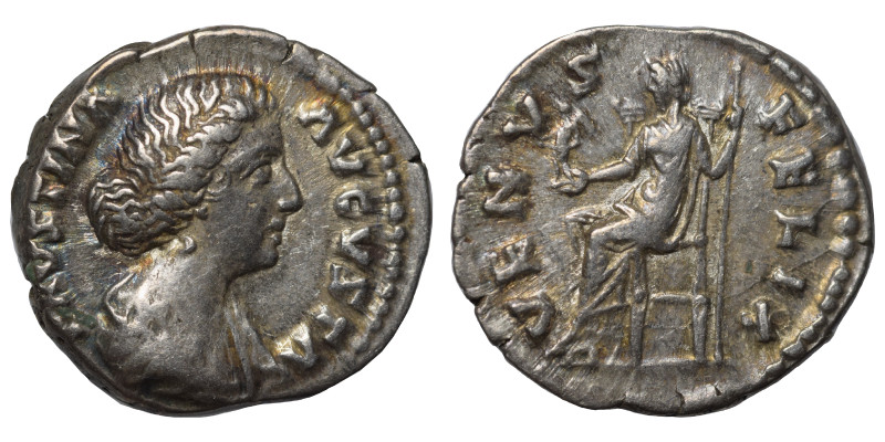 Faustina II. Augusta, 147-175. Denarius (3.45 g, 18 mm). Rome. FAVSTINA AVGVSTA ...