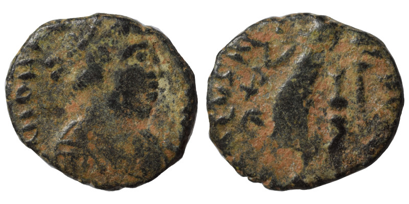 Johannes, usurper, 423-425. Ae (bronze, 1.15 g, 12 mm), Rome. D N IOHANNES P F A...