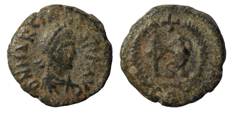 Marcian, 450-457. Nummus (bronze, 0.91 g, 10 mm), Constantinople. D N MARCIANVS ...