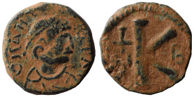 Anastasius I, 491-518. Half Follis (bronze, 6.08 g, 20 mm), Nicomedia. D N ANASTASIVS P P AVG Diademed, draped and cuirassed bust right. Rev: Large K;...